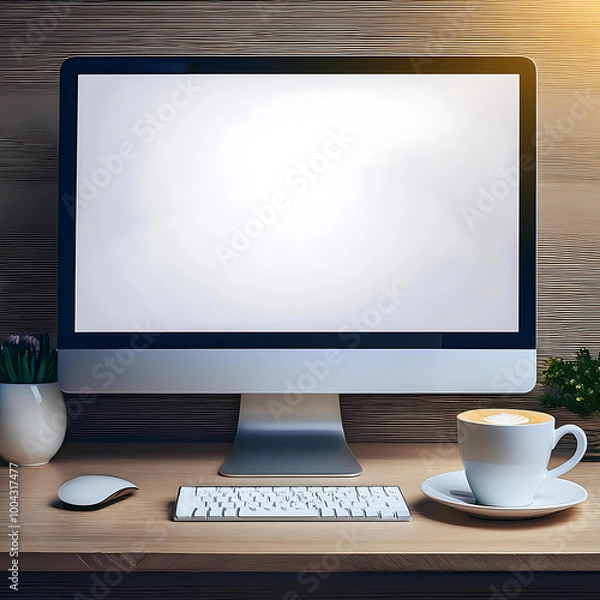 Obraz computer with blank screen, mockup
