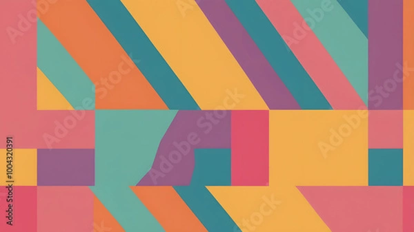 Fototapeta Abstract Geometric Pattern: A vibrant, abstract geometric pattern in warm tones, with a playful and dynamic composition. This graphic design is perfect for backgrounds, branding.