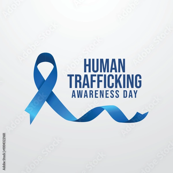 Fototapeta National Human Trafficking Awareness Day vector design template good for celebration usage. Blue ribbon. flat design. eps 10.