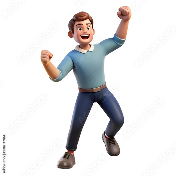 Fototapeta 3D Character of a Man with Enthusiastic Expression