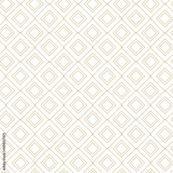 Fototapeta Abstract geometric pattern with crosses, stripes, lines. Seamless vector background. White and gold ornament. Modern reticulated graphic design.