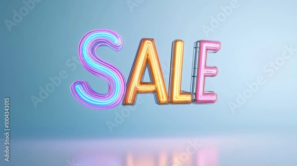 Fototapeta Bright and colorful SALE text in various vibrant hues, creating eye catching display that conveys excitement and urgency. Perfect for promotional materials