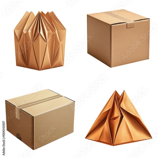 Fototapeta Elegant Brown Folded Cardboard Box Vector Art Design
