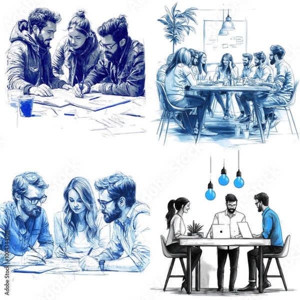 Fototapeta Collaborative Business Meeting with Diverse Professionals Planning Strategy