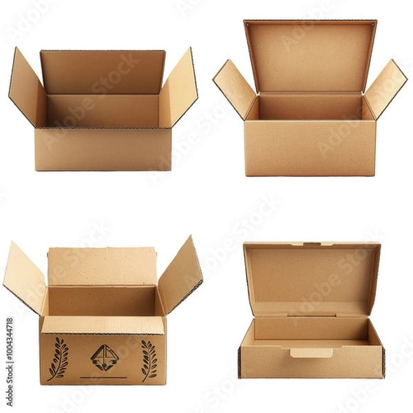 Fototapeta Open Cardboard Box for Product Packaging Showcase