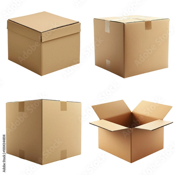 Fototapeta 3D Illustration of Cardboard Box Packaging Element
