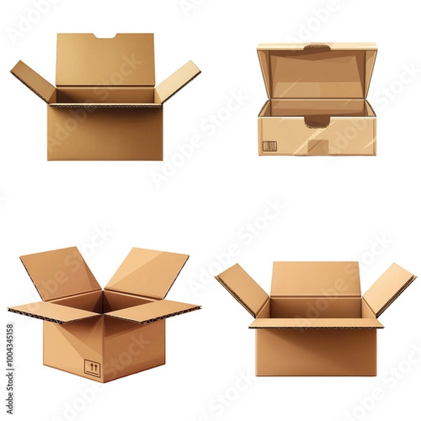Fototapeta Open Cardboard Box for Shipping with Transparent Background