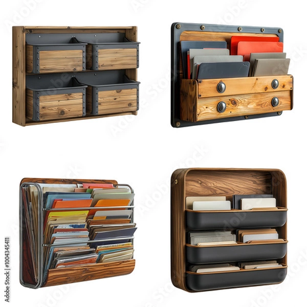 Fototapeta Modern Wall-Mounted Mail Sorting Rack for Space Efficiency
