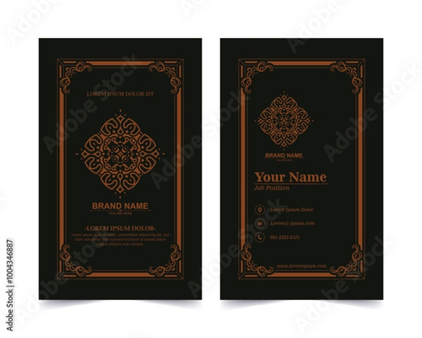 Fototapeta Dark ornament pattern business card design