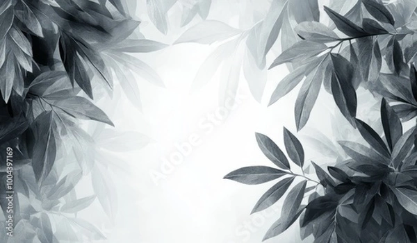 Obraz Elegant Monochrome Foliage Background With Atmospheric Leaves in Focused Composition