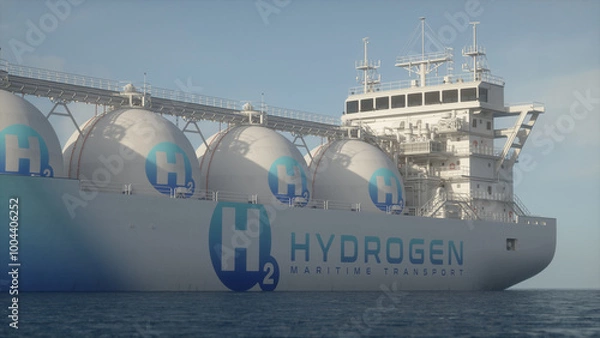 Obraz Large cargo ship transporting hydrogen. Realistic 3d render.