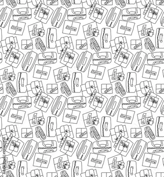 Obraz Luggage things boxes cargo seamless pattern.  