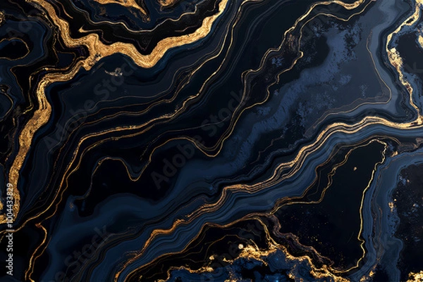 Obraz High resolution. Luxurious abstract fluid art painting, paint mix, glowing gold veins. Soft and dreamy design.