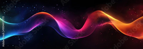 Fototapeta Colorful wave pattern on dark cosmic background