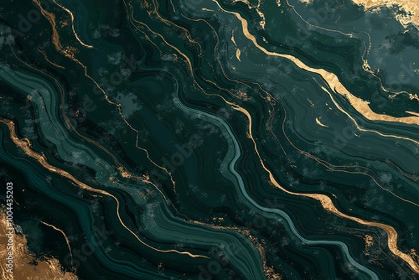 Obraz High resolution. Luxurious abstract fluid art painting, paint mix, glowing gold veins. Soft and dreamy design.