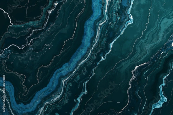 Obraz High resolution. Luxurious abstract fluid art painting, paint mix, glowing gold veins. Soft and dreamy design.