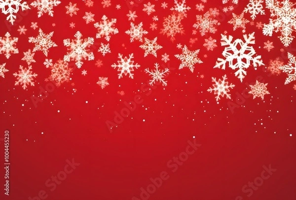 Fototapeta Elegant Red Background with White Snowflakes