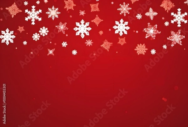 Fototapeta Red Background With Snowflakes For Christmas Card