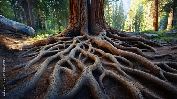Obraz 30. A thriving root system of a giant sequoia tree underground