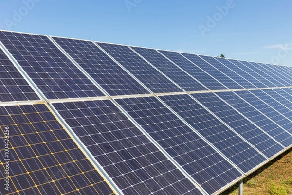 Fototapeta Solar Power Station in the autumn Landscape 