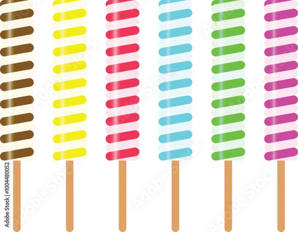 Obraz A Collection of Swirl Popsicle Which Has Six Different Colors