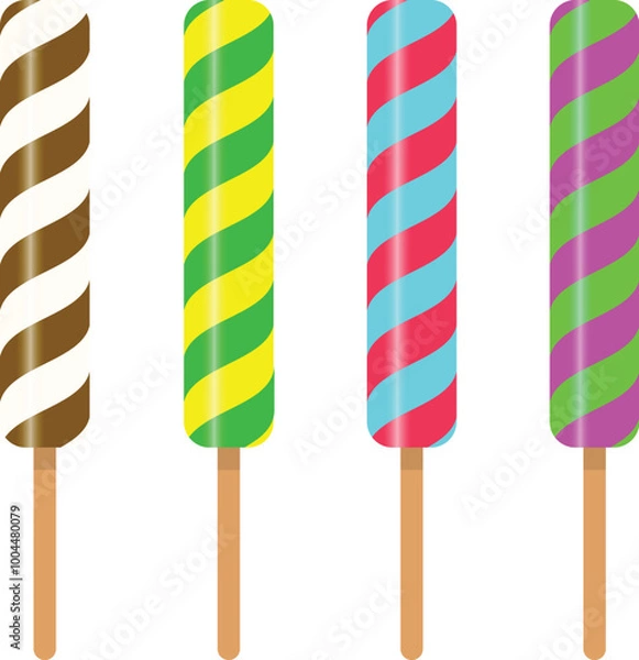 Obraz A Collection of Swirl Popsicle Which Has Four Different Designs