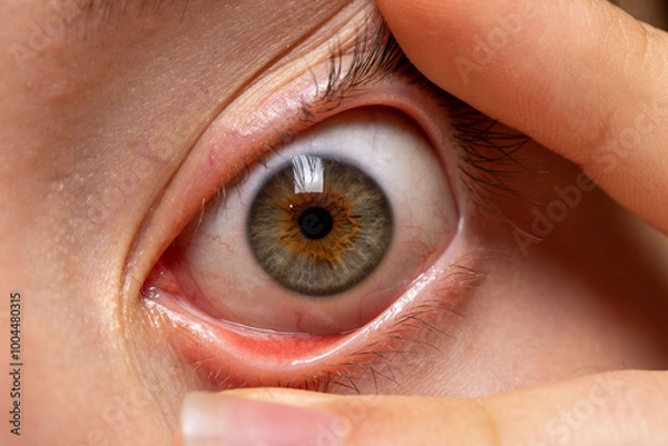 Fototapeta Macro photo of human eye, iris, pupil, eye lashes, eye lids.