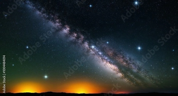 Fototapeta Dark space with shining stars abstract background composition