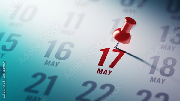Fototapeta May 17 written on a calendar to remind you an important appointm