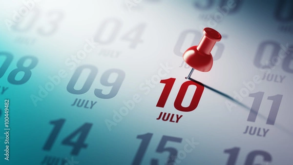 Fototapeta July 10 written on a calendar to remind you an important appoint
