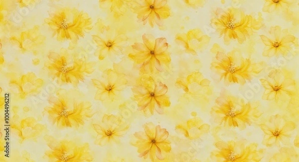 Obraz Subtle yellow petals airy watercolor backdrop in endless repeating style