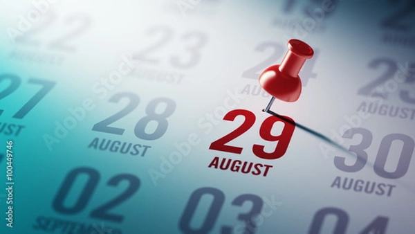 Fototapeta August 29 written on a calendar to remind you an important appoi