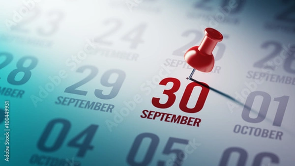 Fototapeta September 30 written on a calendar to remind you an important ap