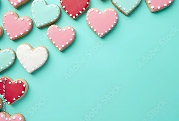 Obraz Valentine's Day Heart Cookies Pastel Background