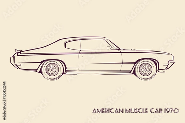 Obraz American muscle car silhouette 70s