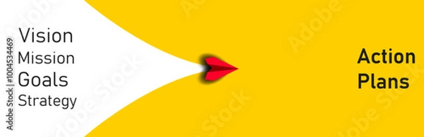Fototapeta plane flying from plan, goal, action, vision to success. business creativity new idea discovery innovation technology. new year idea concept.