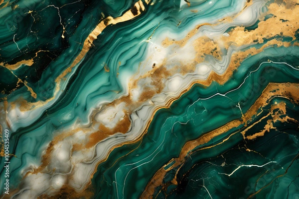 Fototapeta Luxurious abstract fluid art painting in alcohol ink technique,with colorful mix of paints. Imitation marble stone cut, luminous gold veins. Soft and dreamy design.