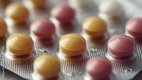 Fototapeta Close Up of Pills in a Blister Pack