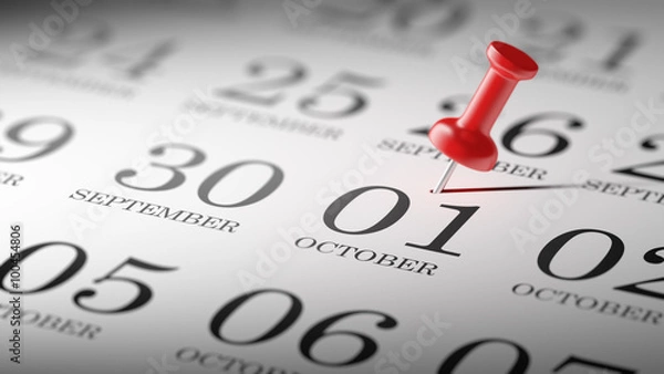 Fototapeta October 01 written on a calendar to remind you an important appo