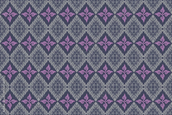 Obraz Thai art pattern vector seamless color background,line Thai ,luxury Asian style , for fabric print ,cloth ,decoration, embroidery,background and wallpaper.
