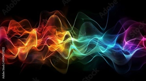 Fototapeta A wavy, digital design with colorful lines.  It looks like a sound equalizer and creates a modern, artistic background.