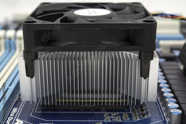Fototapeta Cooling fan with computer processor