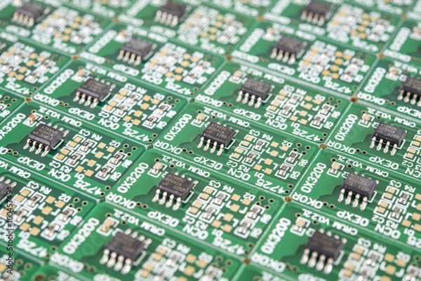 Obraz Electronic chips on circuit board