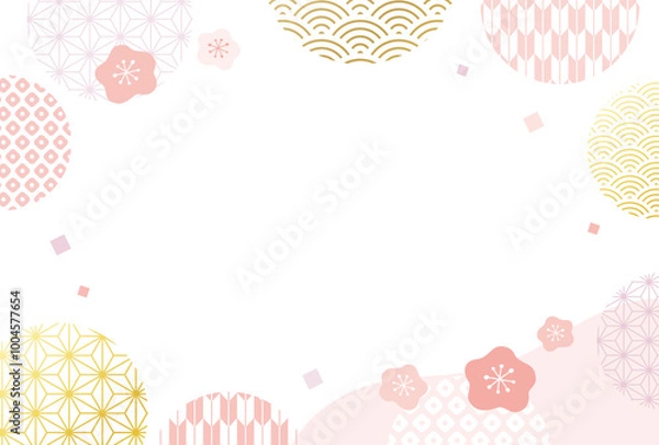 Obraz 2025年　梅・正月・年賀状・新年・和柄・背景・枠