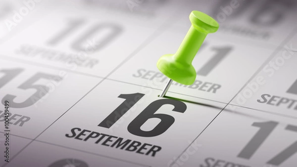 Fototapeta September 16 written on a calendar to remind you an important ap