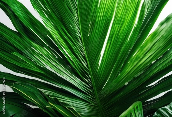 Obraz vibrant tropical palm leaves clean white background perfect fresh exotic floral decor design, foliage, green, botanical, plant, beauty, sunlight, summer