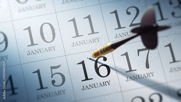 Fototapeta January 16 written on a calendar to remind you an important appo