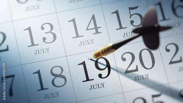Fototapeta July 19 written on a calendar to remind you an important appoint