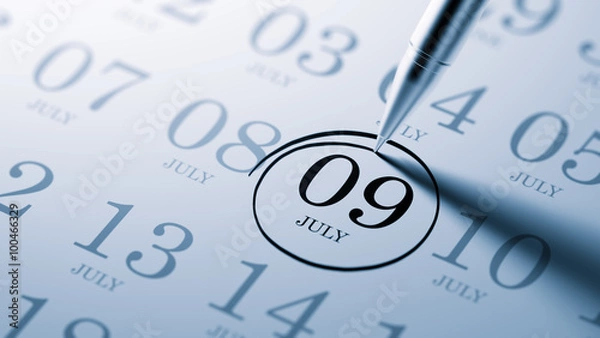 Fototapeta July 09 written on a calendar to remind you an important appoint