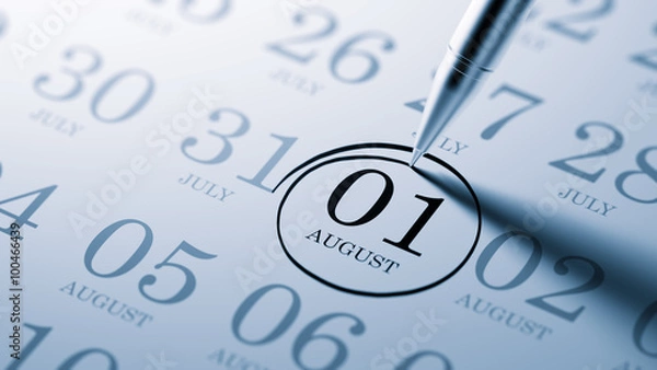 Fototapeta August 01 written on a calendar to remind you an important appoi
